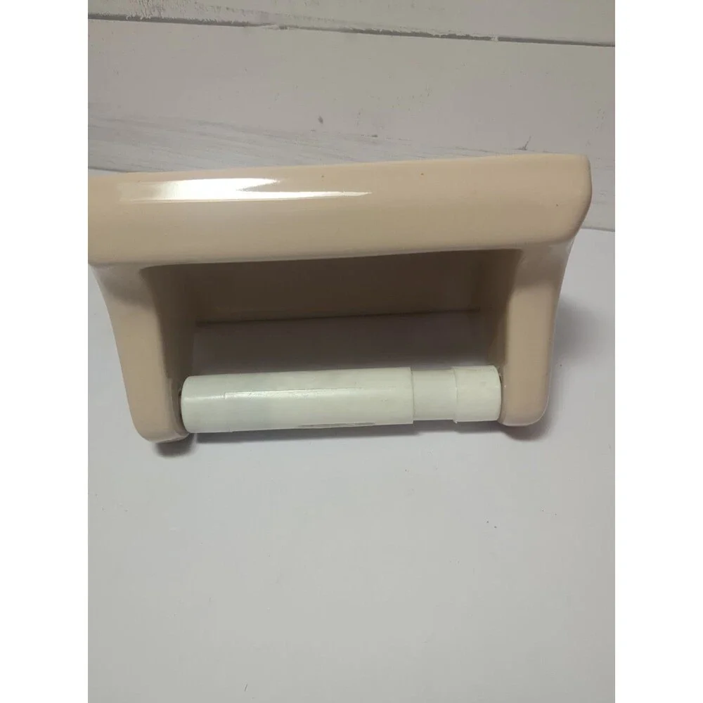 Olmos New Fawn Beige Ceramic In Wall Toilet Paper Holder Retro